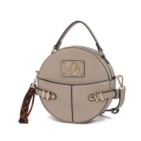 MKF Collection Gayle Crossbody Round Handbag Purse by Mia k. (Color: Taupe, Material: Vegan Leather)