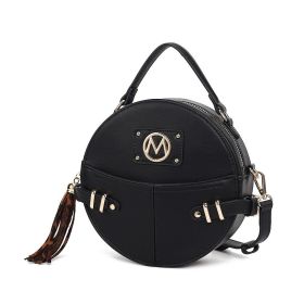 MKF Collection Gayle Crossbody Round Handbag Purse by Mia k. (Color: Black, Material: Vegan Leather)