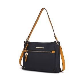 MKF Collection Aliyah Fashion Crossbody Handbag by Mia K (Color: Navy mustard, Material: Vegan Leather)