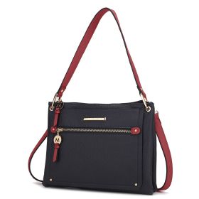 MKF Collection Aliyah Fashion Crossbody Handbag by Mia K (Color: Navy red, Material: Vegan Leather)