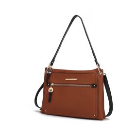 MKF Collection Aliyah Fashion Crossbody Handbag by Mia K (Color: Cognac black, Material: Vegan Leather)