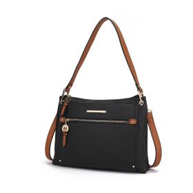 MKF Collection Aliyah Fashion Crossbody Handbag by Mia K (Color: Black cognac, Material: Vegan Leather)