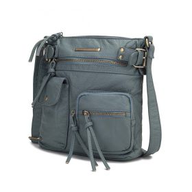 MKF Collection Vintage Stiella Shoulder Handbag by Mia K. (Color: Denim Blue, Material: Vegan Leather)