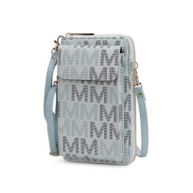 MKF Collection Cossetta Cell Phone Crossbody Wristlet Handbag Vegan Leather Versatile Multi-Use Phone Holder by Mia K (Color: Light Blue, Material: Vegan Leather)