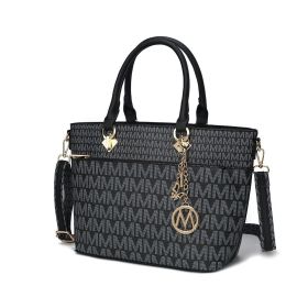 MKF Collection Yonah Tote Signature Printed Vegan Leather by Mia K (Color: Black, Material: Vegan Leather)